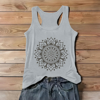 Olivenorma Boho Mandala Flowy Womens Flowy Tank Top - Gray - 3XL - image 1