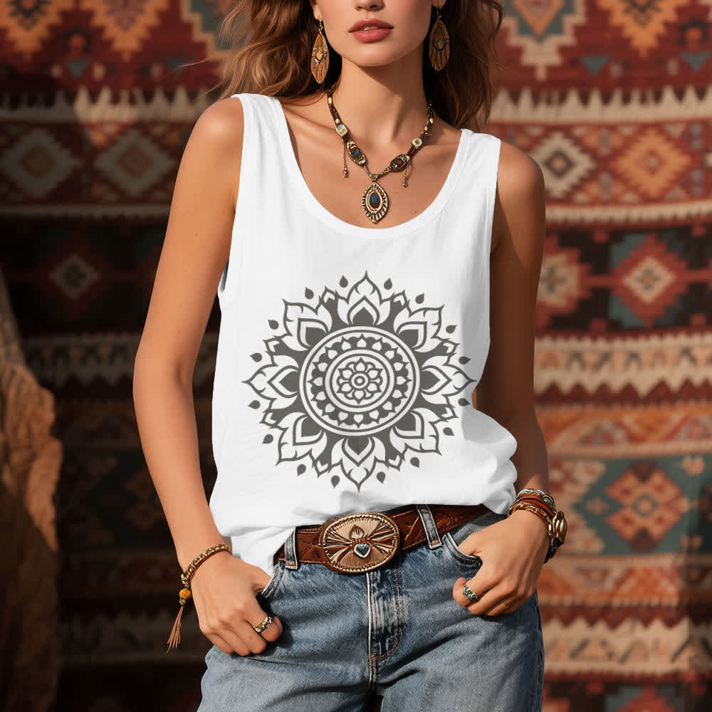 Olivenorma Boho Mandala Flowy Womens Flowy Tank Top - image 4