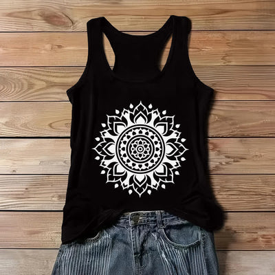 Olivenorma Boho Mandala Flowy Womens Flowy Tank Top - Black - 3XL - image 5