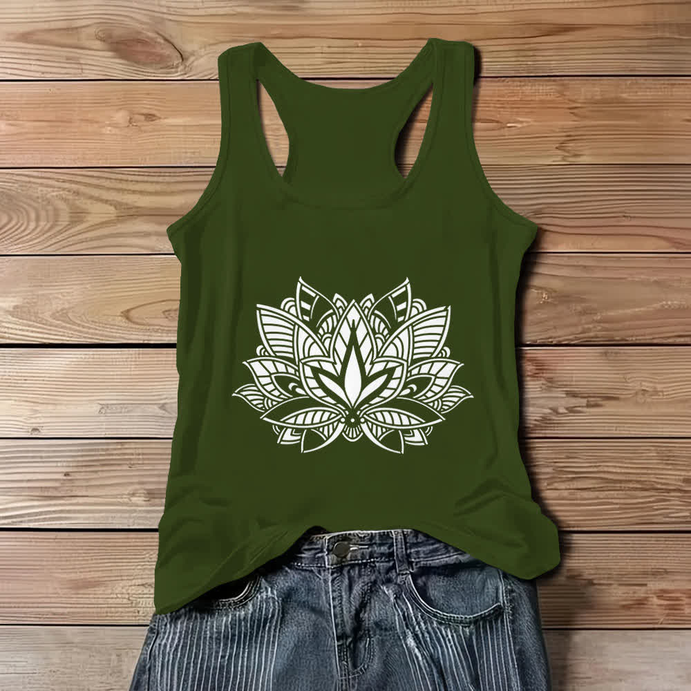 Olivenorma Lotus Flower Yoga Mandala Tank Top - Green - 3XL - image 9
