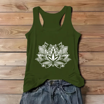 Olivenorma Lotus Flower Yoga Mandala Tank Top - Green - 3XL - image 9