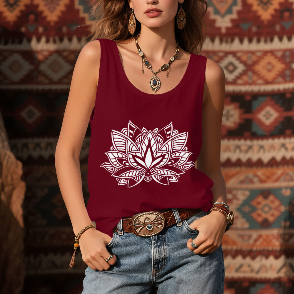 Olivenorma Lotus Flower Yoga Mandala Tank Top - image 2
