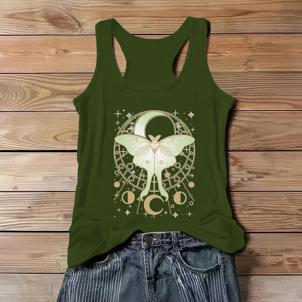 Olivenorma Boho Celestial Moon Phase Luna Moth Tank Top - Green - 3XL - image 9