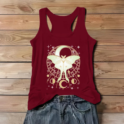 Olivenorma Boho Celestial Moon Phase Luna Moth Tank Top - Red - 3XL - image 7