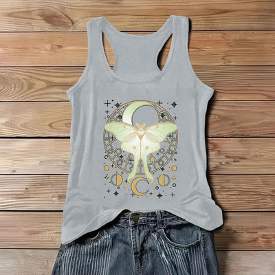 Olivenorma Boho Celestial Moon Phase Luna Moth Tank Top - Gray - 3XL - image 5