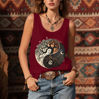 Olivenorma Yin Yang Tree Print Sleeveless Tank Top - image 8