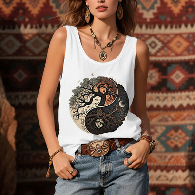 Olivenorma Yin Yang Tree Print Sleeveless Tank Top - image 4