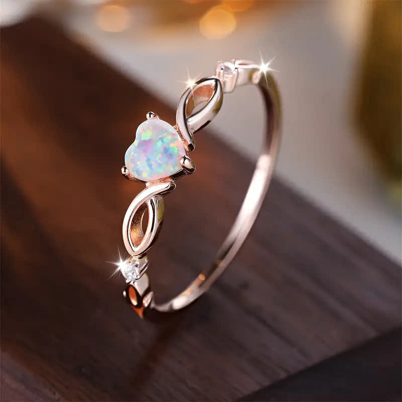 Olivenorma Heart of Nyx - Eternal Opal Crown Ring - Rose Gold - US 10 - image 9