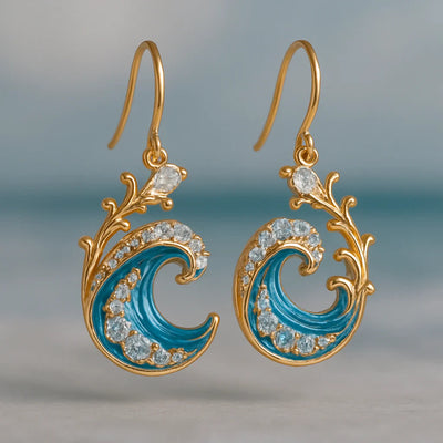 Olivenorma Elysian Tides – The Ocean Secret Wave Earrings Necklace Ring - Earrings - 1*1.2cm - image 6