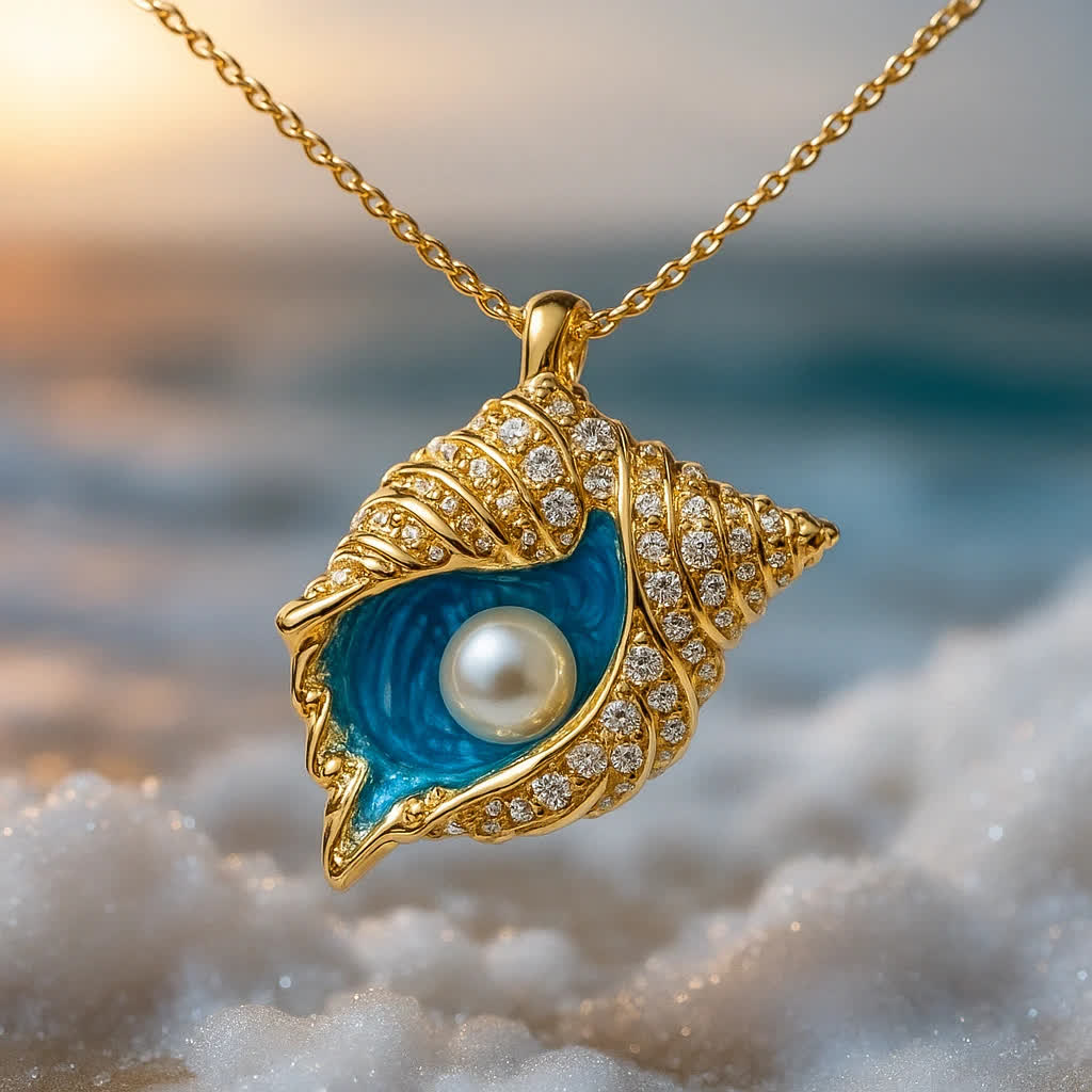 Olivenorma Elysian Tides – The Ocean Secret Wave Earrings Necklace Ring - Necklace - 40+5cm - image 8