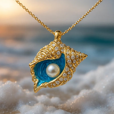 Olivenorma Elysian Tides – The Ocean Secret Wave Earrings Necklace Ring - Necklace - 40+5cm - image 8