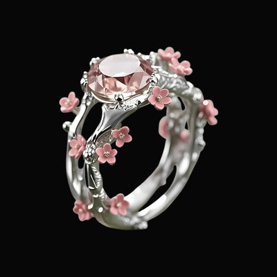 Olivenorma Enchanted Sakura Grove Rose Quartz Ring - Silver Color - US 10 - image 7