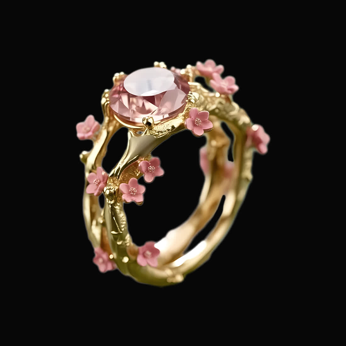 Olivenorma Enchanted Sakura Grove Rose Quartz Ring - Golden - US 10 - image 8
