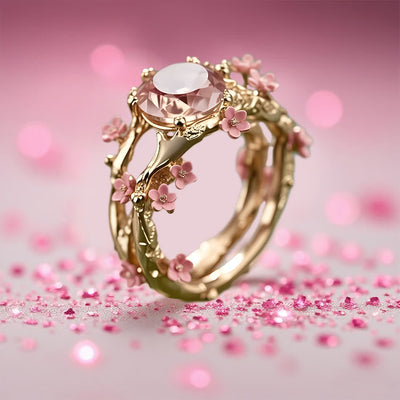 Olivenorma Enchanted Sakura Grove Rose Quartz Ring - image 3