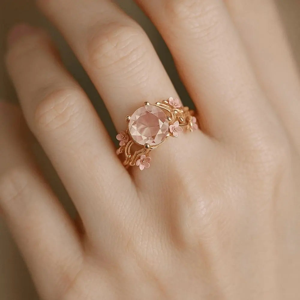 Olivenorma Enchanted Sakura Grove Rose Quartz Ring - image 4