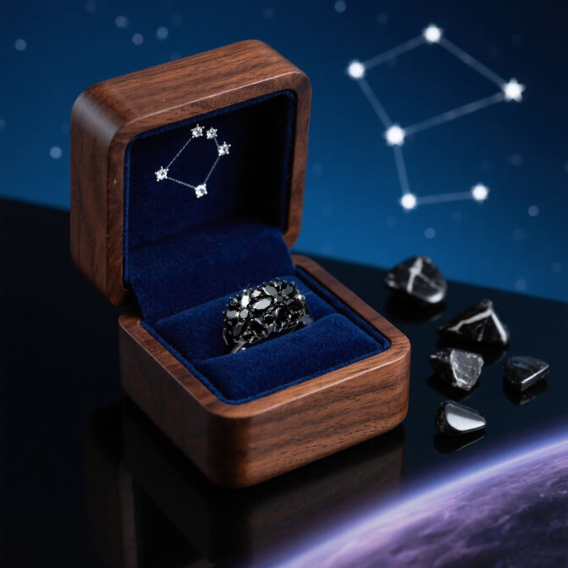 Olivenorma Cassiopeia's Shadow Obsidian Floral Ring - image 3