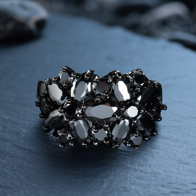 Olivenorma Cassiopeia's Shadow Obsidian Floral Ring - US 10 - image 1