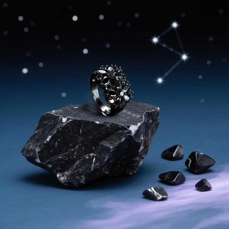 Olivenorma Cassiopeia's Shadow Obsidian Floral Ring - image 4
