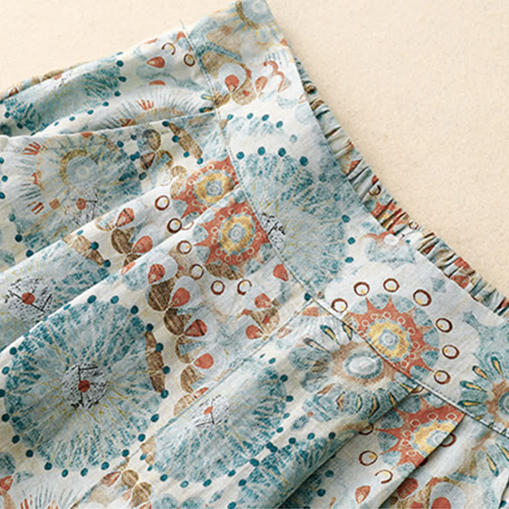 Olivenorma Vintage Print Loose Wide-Leg Cropped Casual Pants - image 5