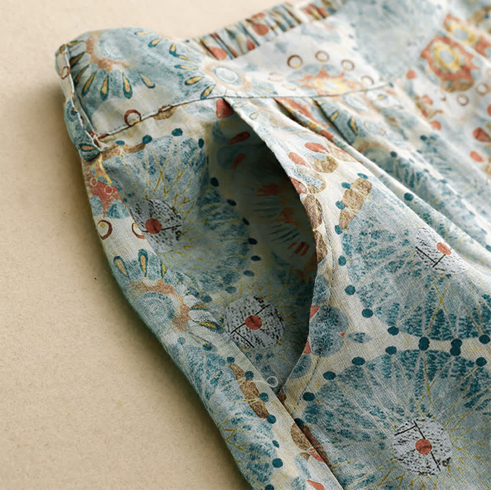 Olivenorma Vintage Print Loose Wide-Leg Cropped Casual Pants - image 4