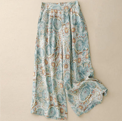 Olivenorma Vintage Print Loose Wide-Leg Cropped Casual Pants - image 3