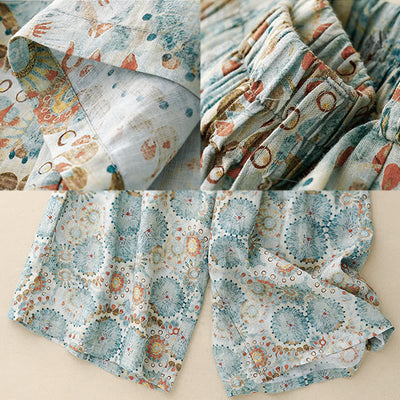 Olivenorma Vintage Print Loose Wide-Leg Cropped Casual Pants - image 7