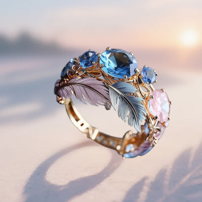 Olivenorma "Wings of Dawn" Crystal Feather Ring - image 4