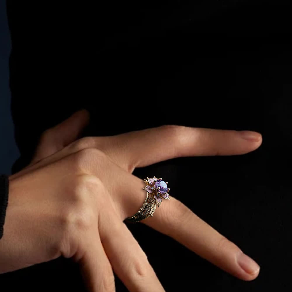 Olivenorma "Amaranth Bloom" Violet Crystal Ring - image 4