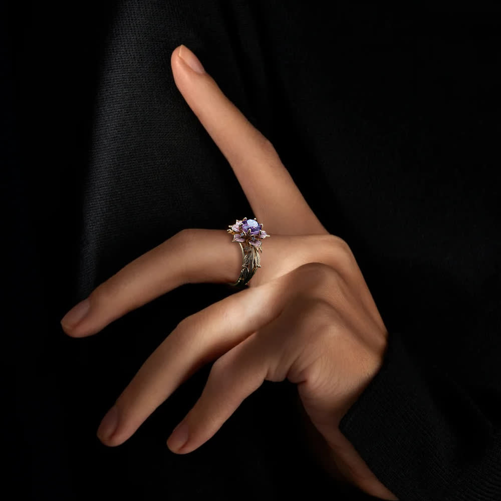 Olivenorma "Amaranth Bloom" Violet Crystal Ring - image 2