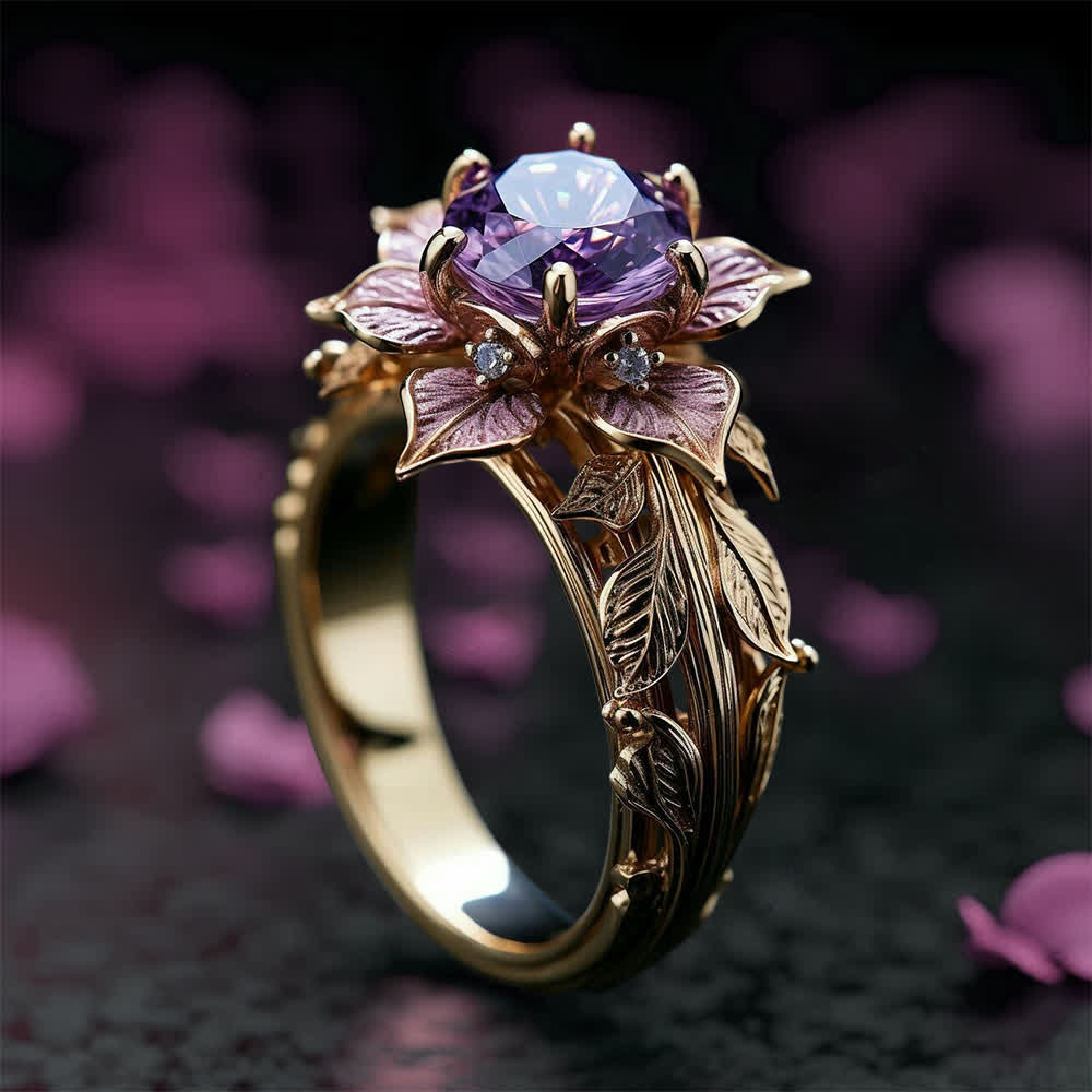 Olivenorma "Amaranth Bloom" Violet Crystal Ring - US 10 - image 1