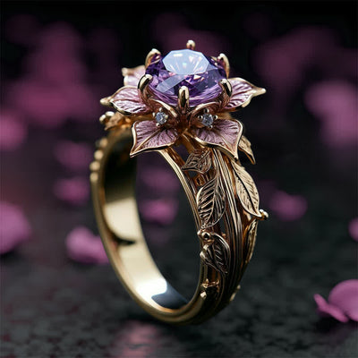 Olivenorma "Amaranth Bloom" Violet Crystal Ring - US 10 - image 1