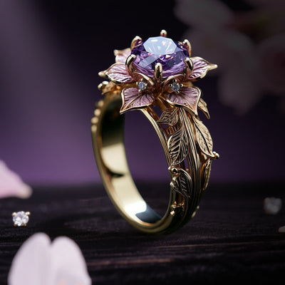Olivenorma "Amaranth Bloom" Violet Crystal Ring - image 5