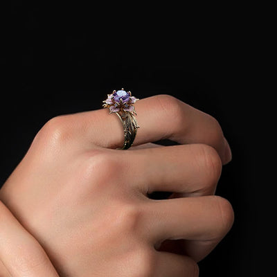 Olivenorma "Amaranth Bloom" Violet Crystal Ring - image 3
