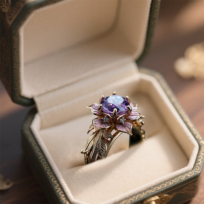 Olivenorma "Amaranth Bloom" Violet Crystal Ring - image 7