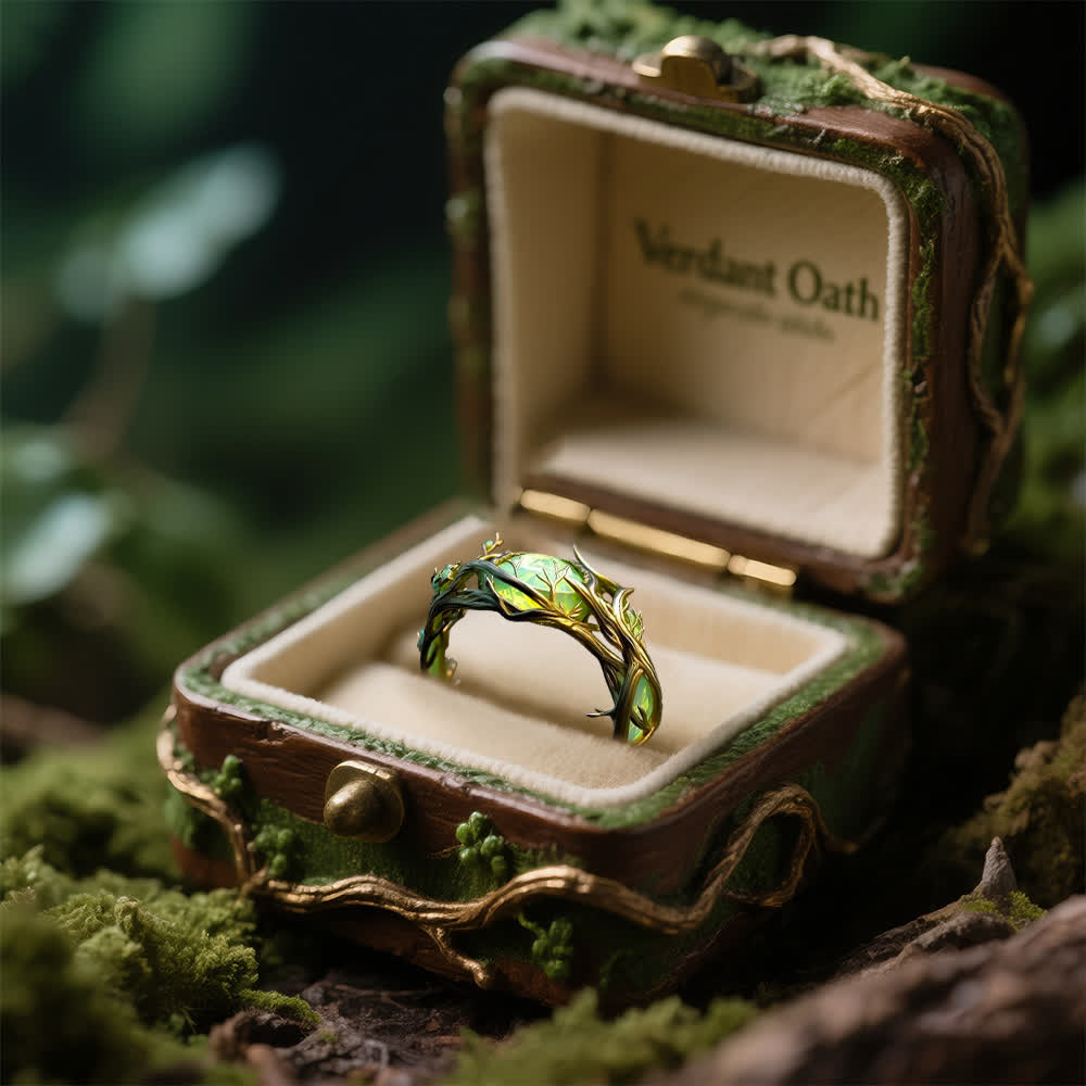 Olivenorma "Verdant Oath" Green Opal Nature Ring - image 4
