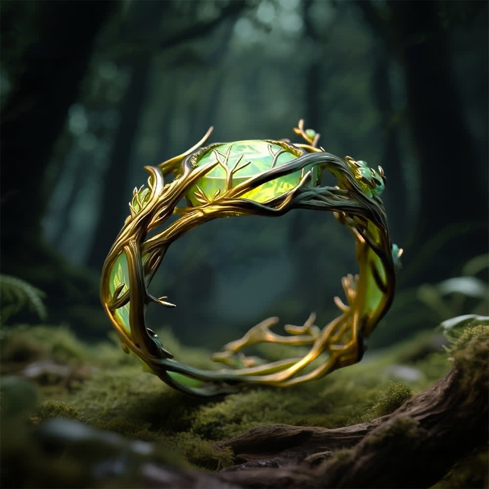 Olivenorma "Verdant Oath" Green Opal Nature Ring - US 10 - image 1