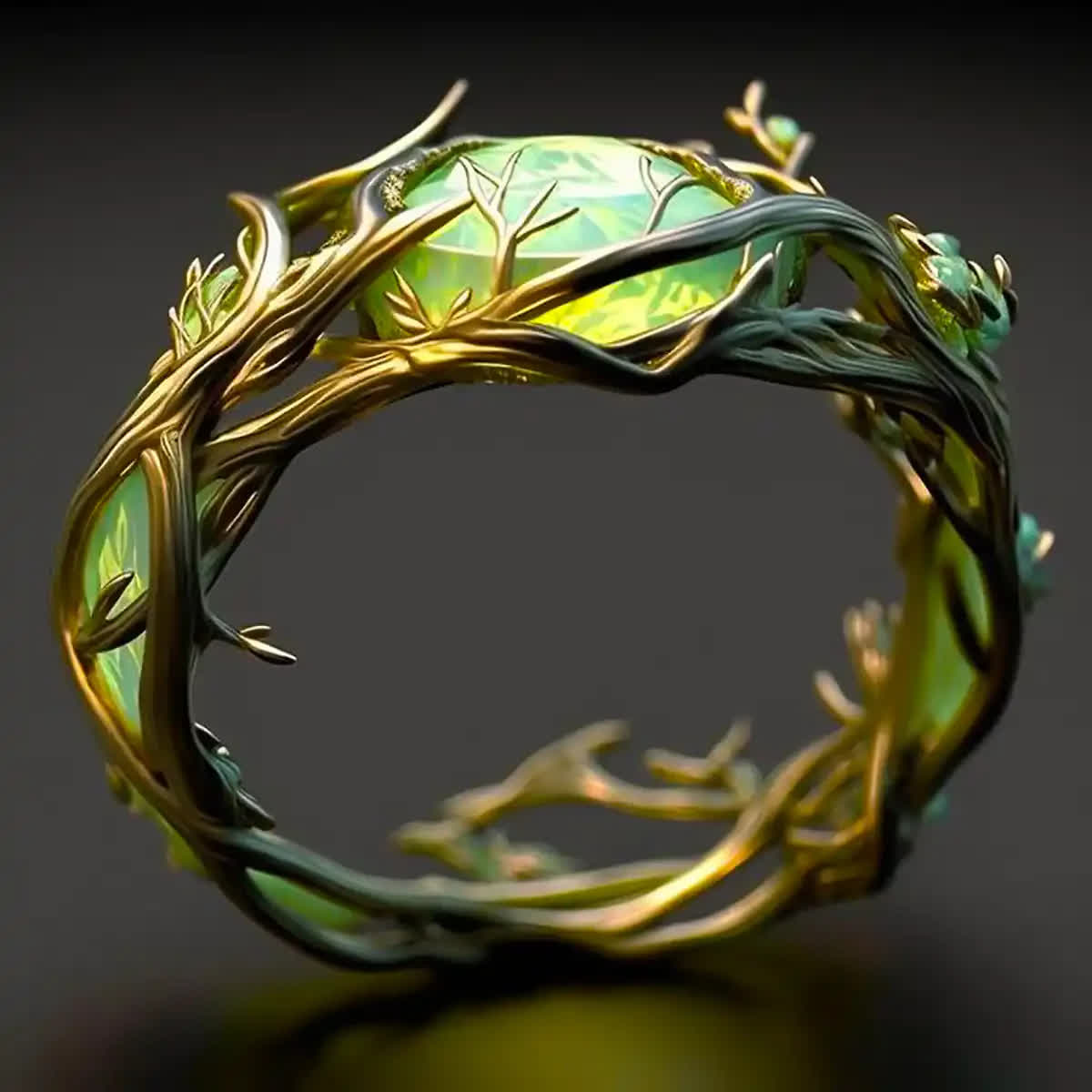 Olivenorma "Verdant Oath" Green Opal Nature Ring - image 6