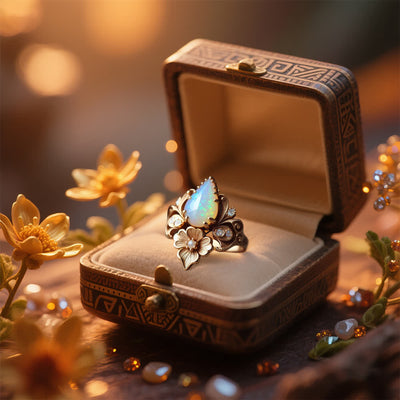 Olivenorma "Tears of the Sun" Fire Opal Flower Ring - image 3