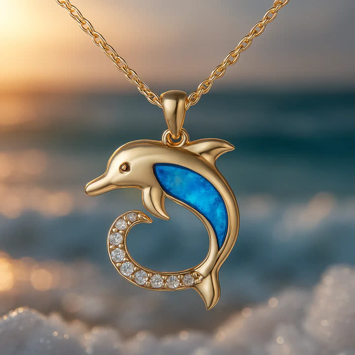 Olivenorma Guardians of the Ocean's Heart - Dolphin & Mermaid Necklace - image 15