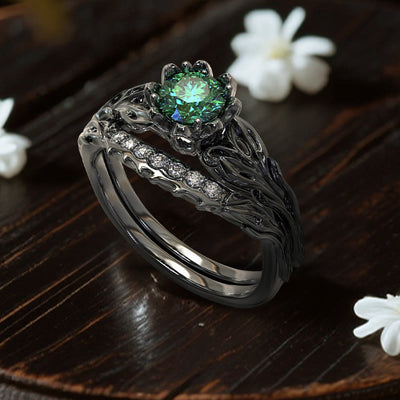 Olivenorma Persephone's Asphodel Blooming Ring - Emerald - US 11 - image 1