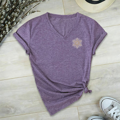 Olivenorma Metatron's Cube Double-Sided Printed Geometric V-Neck T-Shirt  - image 19
