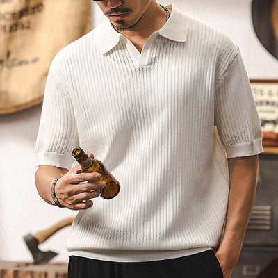 Olivenorma Mens Textured Knit Polo Shirt Regular Fit Short Sleeve Cotton Polo Shirts - image 9