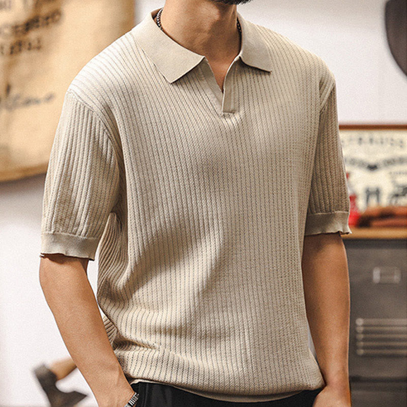 Olivenorma Mens Textured Knit Polo Shirt Regular Fit Short Sleeve Cotton Polo Shirts - image 4