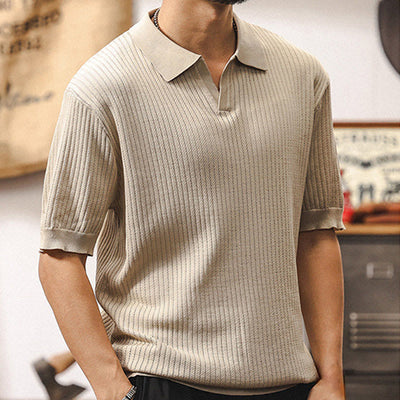 Olivenorma Mens Textured Knit Polo Shirt Regular Fit Short Sleeve Cotton Polo Shirts - image 4