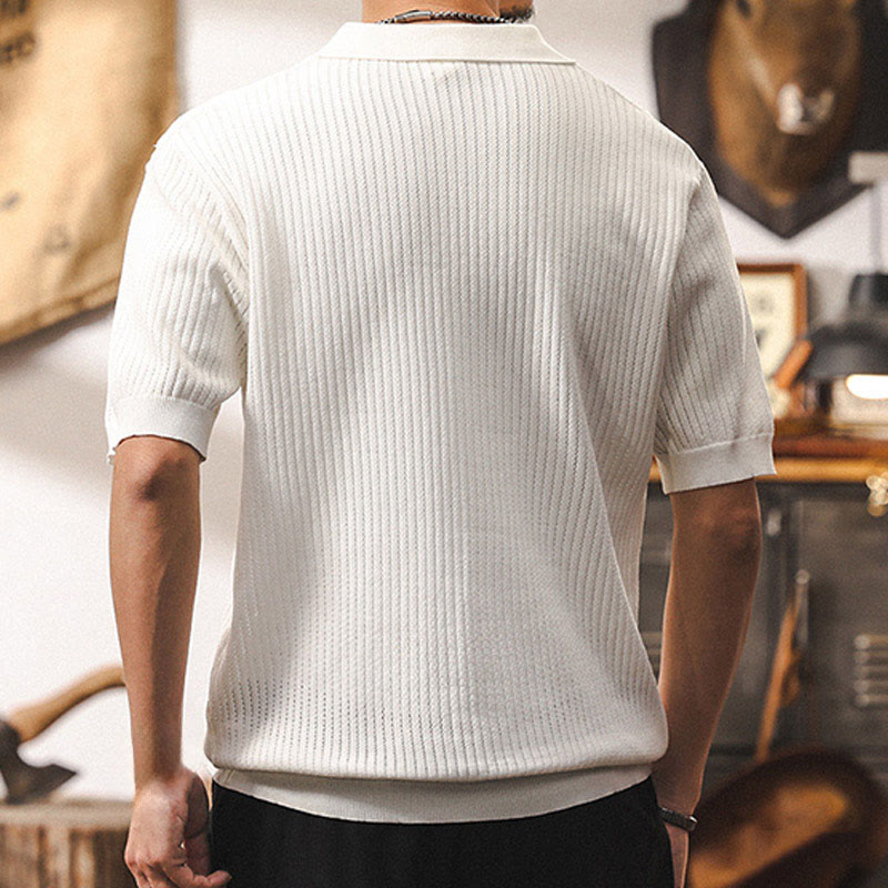 Olivenorma Mens Textured Knit Polo Shirt Regular Fit Short Sleeve Cotton Polo Shirts - image 10