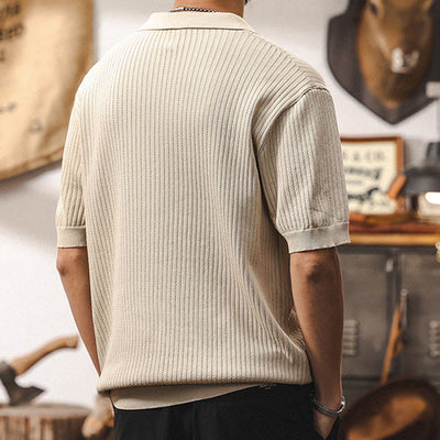 Olivenorma Mens Textured Knit Polo Shirt Regular Fit Short Sleeve Cotton Polo Shirts - image 3