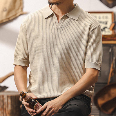 Olivenorma Mens Textured Knit Polo Shirt Regular Fit Short Sleeve Cotton Polo Shirts - image 6