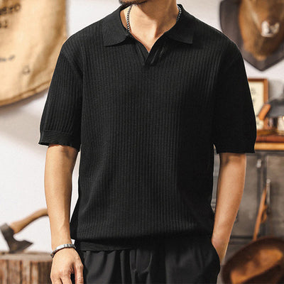 Olivenorma Mens Textured Knit Polo Shirt Regular Fit Short Sleeve Cotton Polo Shirts - Black - 4XL - image 13