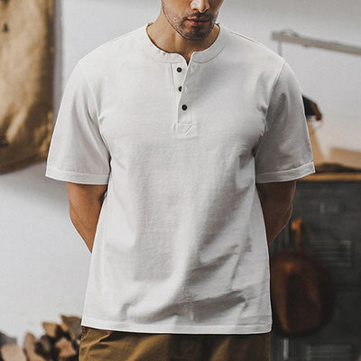 Olivenorma Vintage Mens Crew Neck Loose Fit Heavy Cotton Summer Autumn Shirts - White - 4XL - image 9
