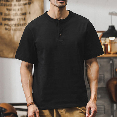 Olivenorma Vintage Mens Crew Neck Loose Fit Heavy Cotton Summer Autumn Shirts - Black - 4XL - image 13